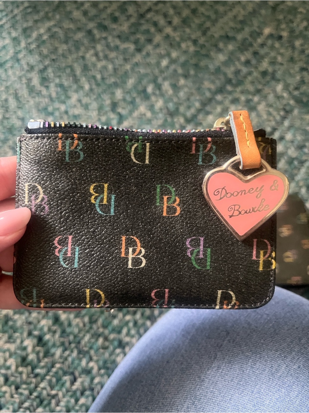 Dooney and Bourke vintage ID holder in Black with Multicolor Logo